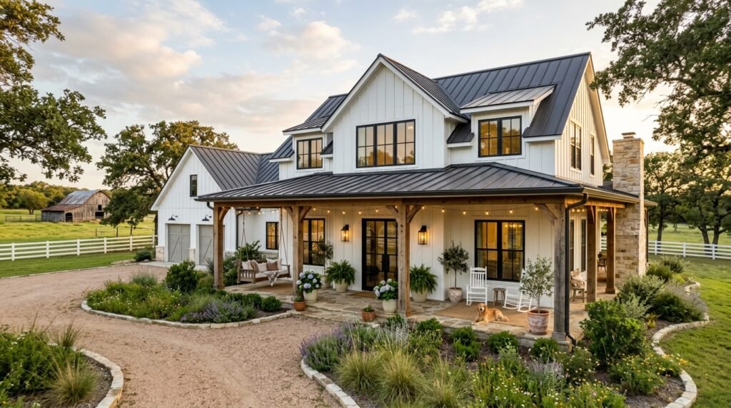 Modern farmhouse, popularized by designers like Joanna Gaines